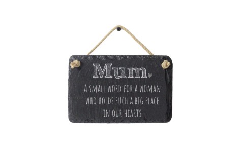Mum Big Place In Our Hearts Welsh Slate Hanging Sign